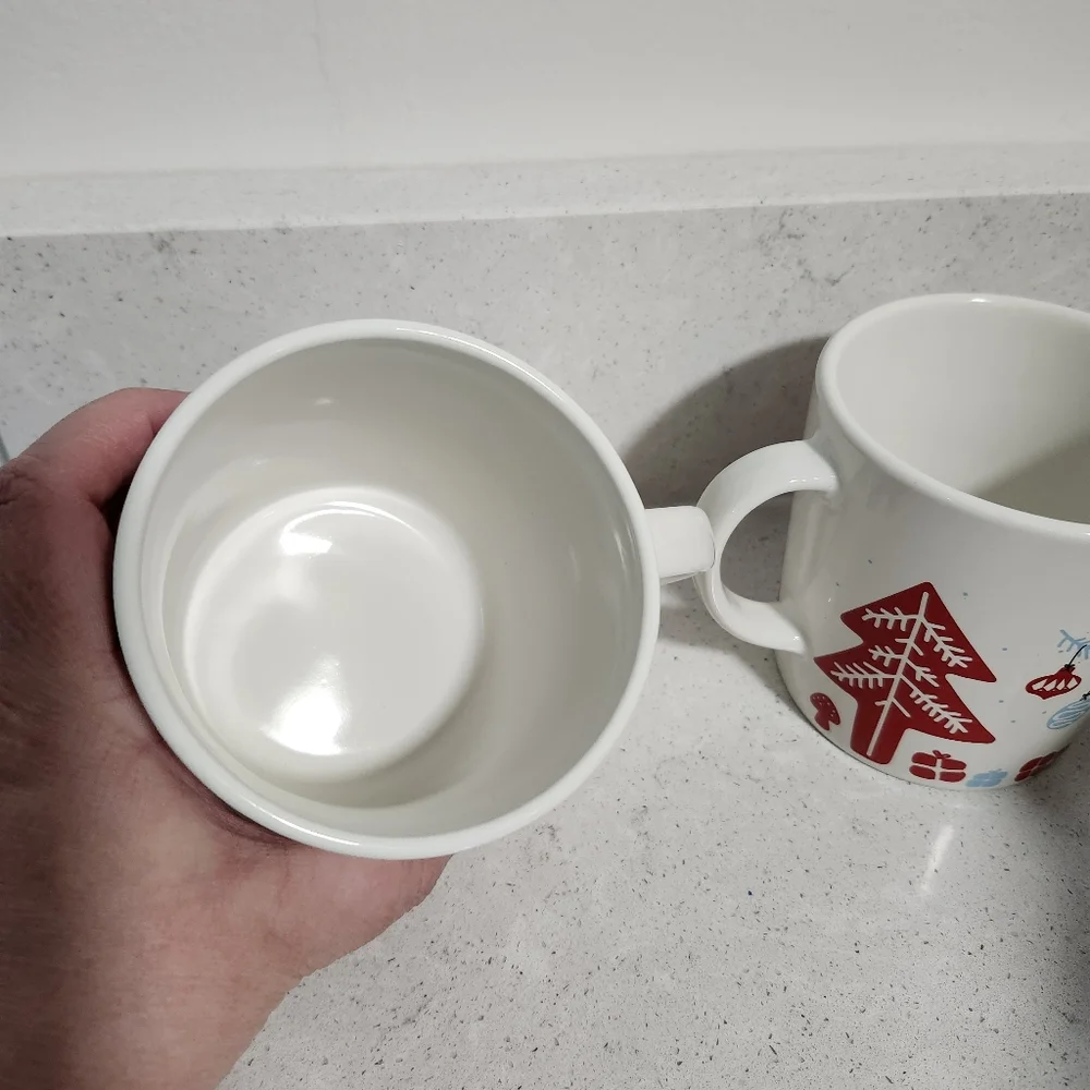IKEA Vinterfint Christmas Holiday Coffee Mug Set 2 Porcelain Scandinavian 12oz